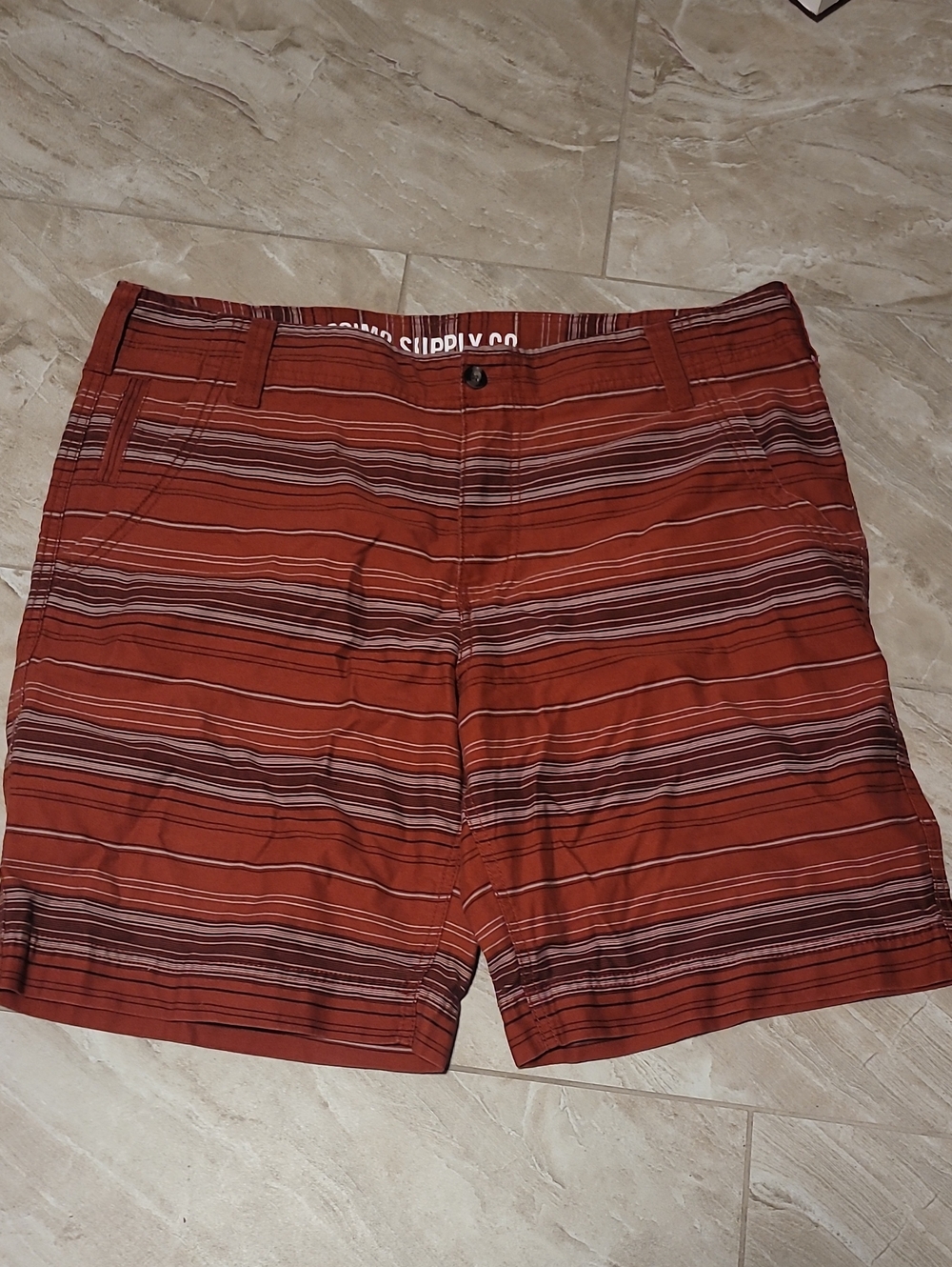Mossimo Supply Co. Rust Red Striped Men’s Swim Board Shorts